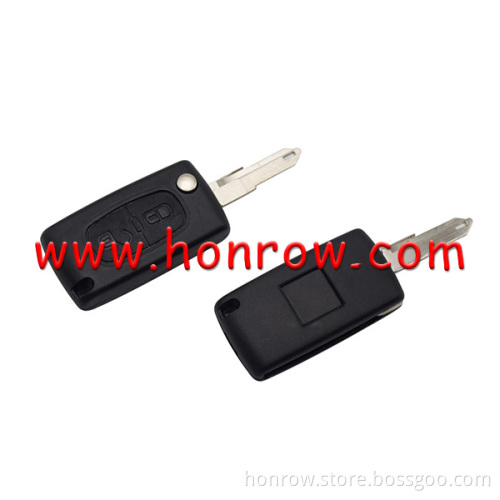 Citroen 206 blade 2 button flip remote car key shell replacement(NE73 Blade - 2Button - With Battery Place )